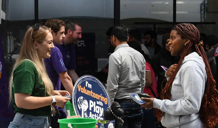 employer and student at may careers fair