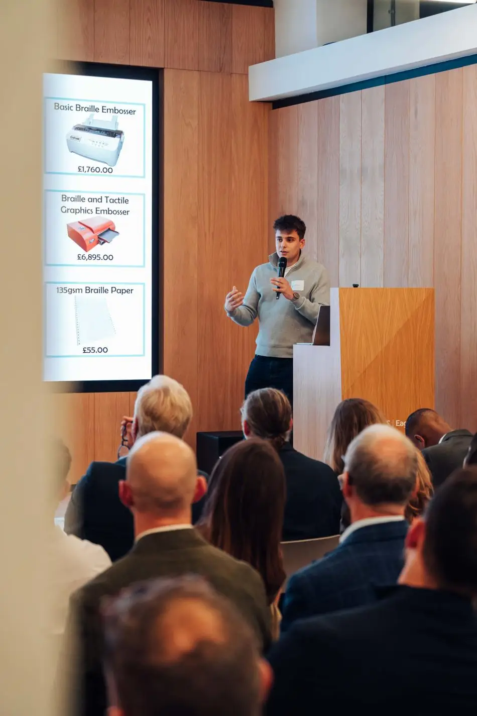 Jonny pitching at the competition 