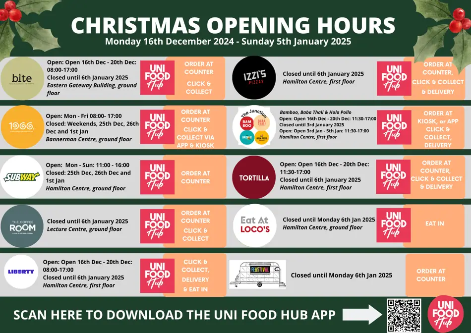 Winter break 2024, outlet opening times