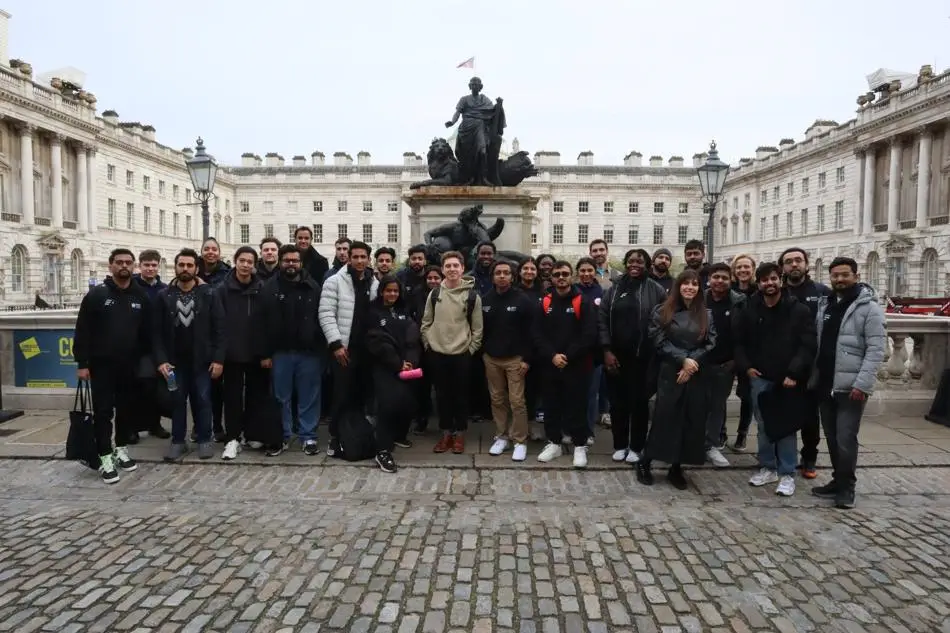 Attendees at the London Venture Crawl 2024 outside stop 4 - Somerset House 