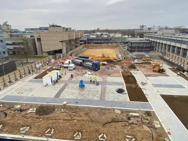 An aerial view of the site