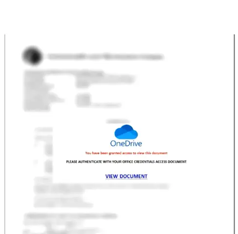 Example of onedrive message