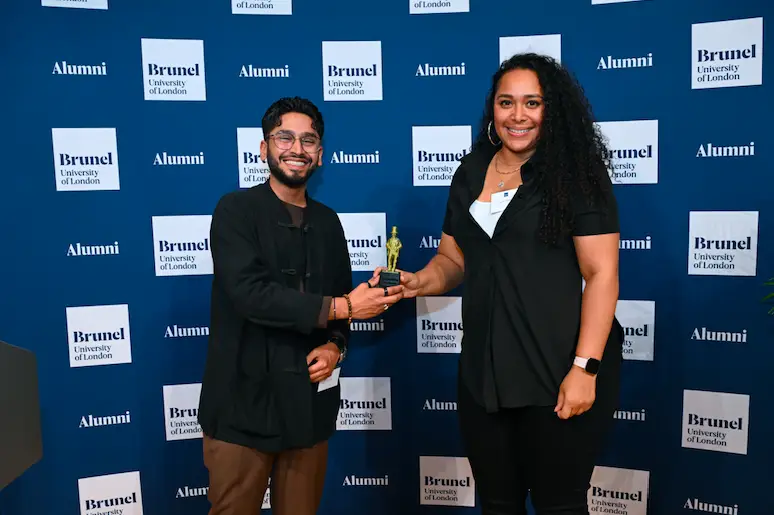 Lauren Harrison with Brunel Graduate Entrepreneur Anil Puri