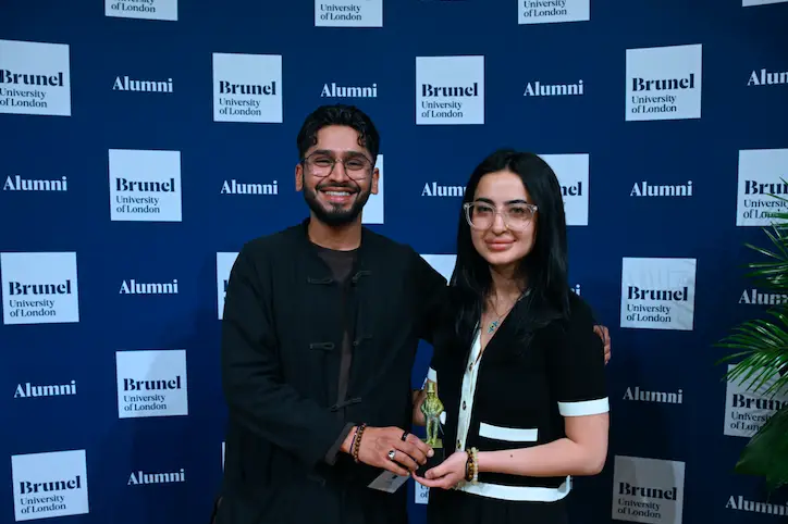 Donya Mansouri, with Brunel Graduate Entrepreneur Anil Puri
