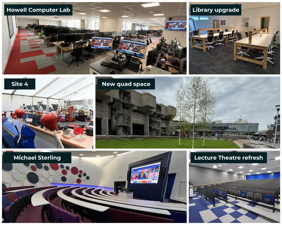 Collage photo of upgrades made to campus